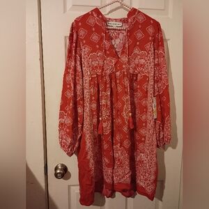 Emma & Michele Red ♥️ Pattern Midi Dress